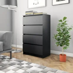 Ladekasten|Ladekasten-vidaXL - Dressoir - Zwart - Bewerkt hout