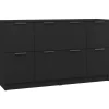 Dressoirs-vidaXL - Dressoir - Zwart - Bewerkt hout - 2 stuks