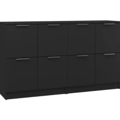 Dressoirs-vidaXL - Dressoir - Zwart - Bewerkt hout - 2 stuks