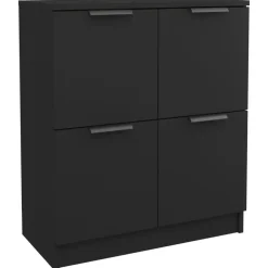 Dressoirs-vidaXL - Dressoir - Zwart - Bewerkt hout - 2 stuks