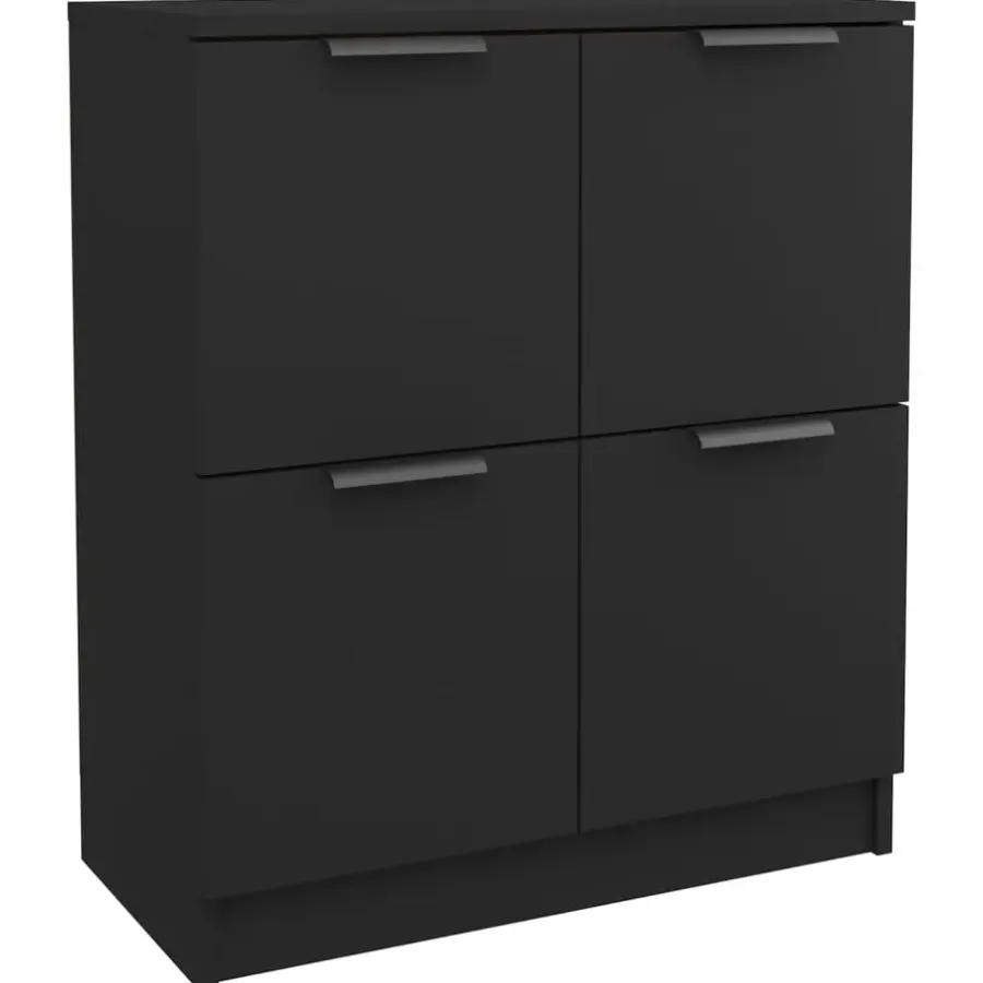 Dressoirs-vidaXL - Dressoir - Zwart - Bewerkt hout - 2 stuks