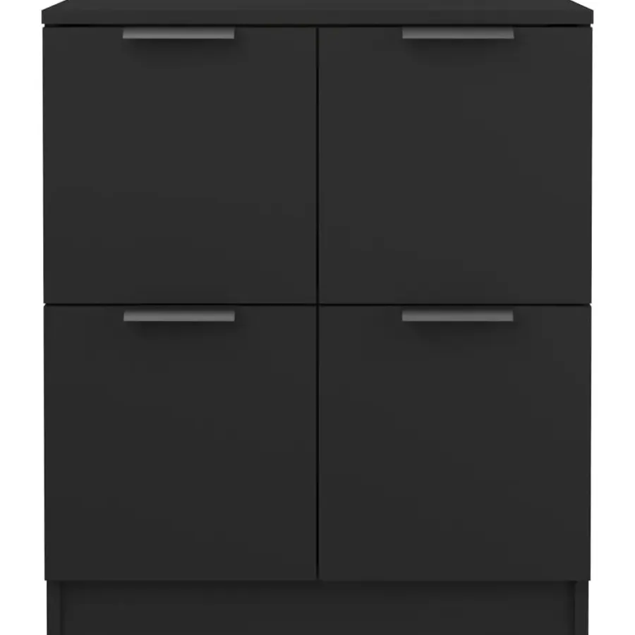 Dressoirs-vidaXL - Dressoir - Zwart - Bewerkt hout - 2 stuks