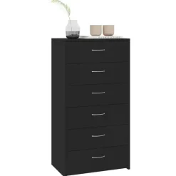 Ladekasten|Ladekasten-vidaXL - Dressoir - Zwart - Bewerkt hout