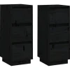 Ladekasten|Ladekasten-vidaXL - Dressoir - Zwart - Grenenhout - 2 stuks