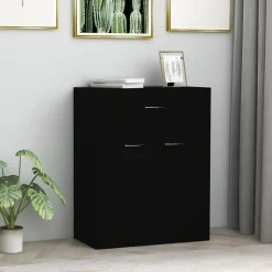 vidaXL - Dressoir - Zwart - Bewerkt hout