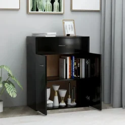 vidaXL - Dressoir - Zwart - Bewerkt hout