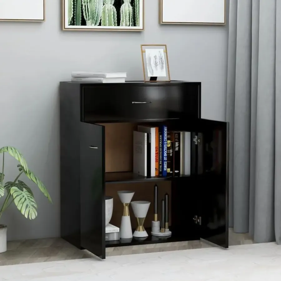 vidaXL - Dressoir - Zwart - Bewerkt hout