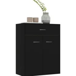 vidaXL - Dressoir - Zwart - Bewerkt hout