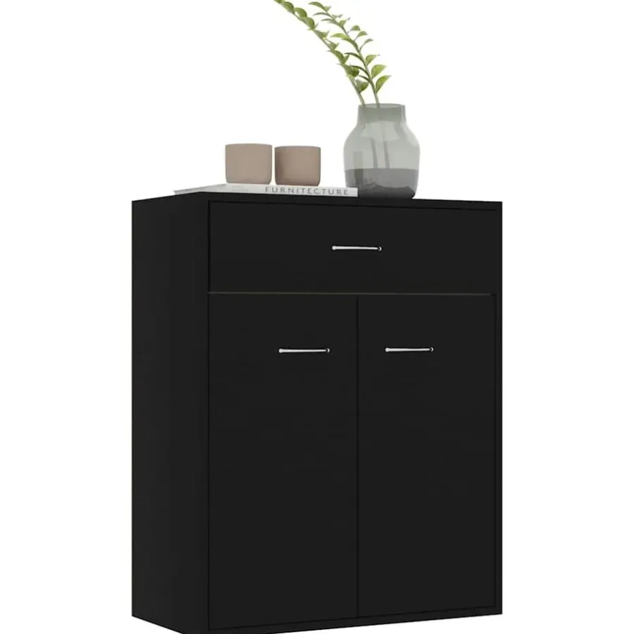 vidaXL - Dressoir - Zwart - Bewerkt hout