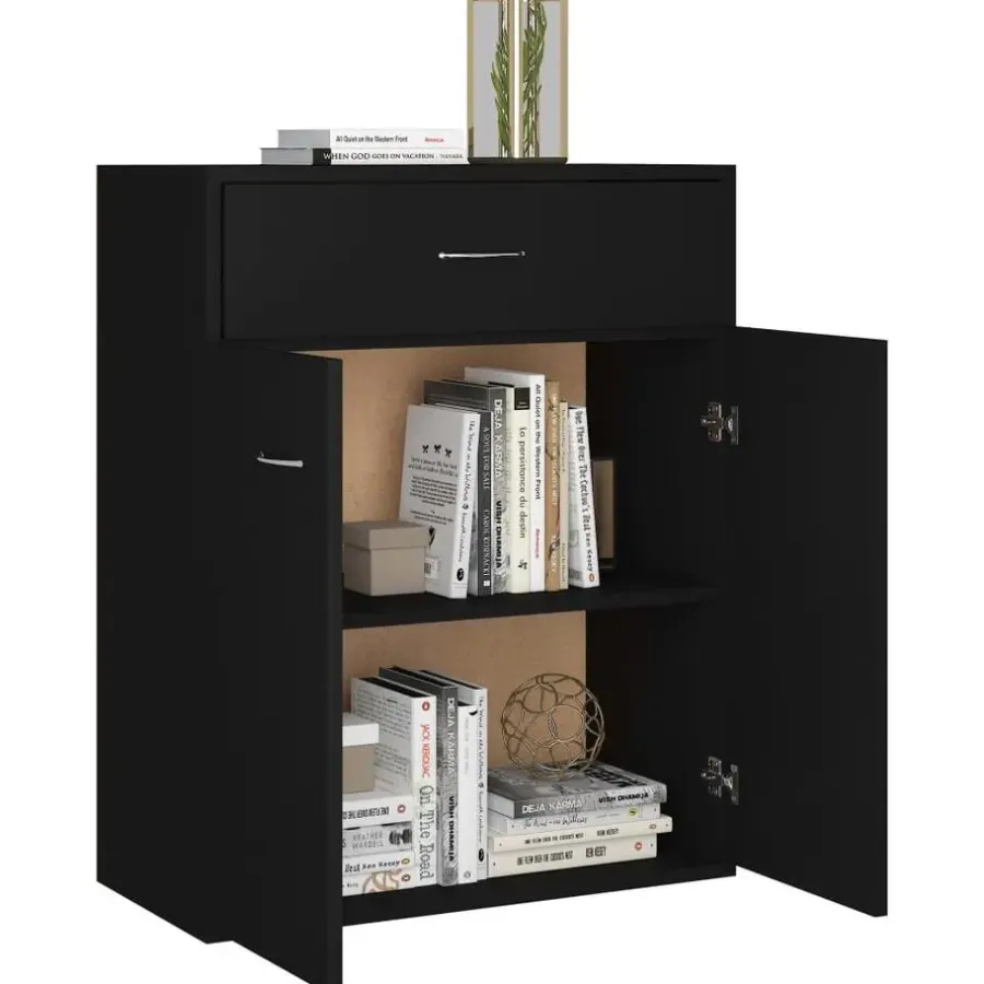 vidaXL - Dressoir - Zwart - Bewerkt hout
