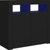 Dressoirs-vidaXL - Dressoir - Zwart - Bewerkt hout - 80 x 35 x 75 cm
