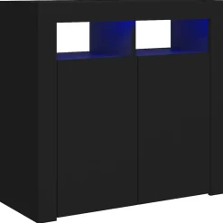 Dressoirs-vidaXL - Dressoir - Zwart - Bewerkt hout - 80 x 35 x 75 cm