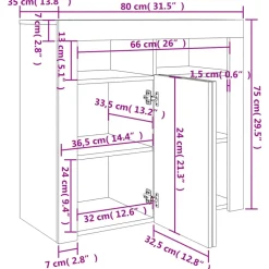 Dressoirs-vidaXL - Dressoir - Zwart - Bewerkt hout - 80 x 35 x 75 cm