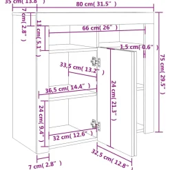 Dressoirs-vidaXL - Dressoir - Zwart - Bewerkt hout - 80 x 35 x 75 cm
