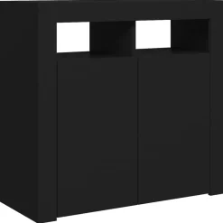 Dressoirs-vidaXL - Dressoir - Zwart - Bewerkt hout - 80 x 35 x 75 cm