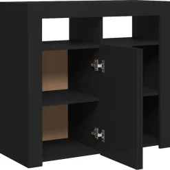 Dressoirs-vidaXL - Dressoir - Zwart - Bewerkt hout - 80 x 35 x 75 cm