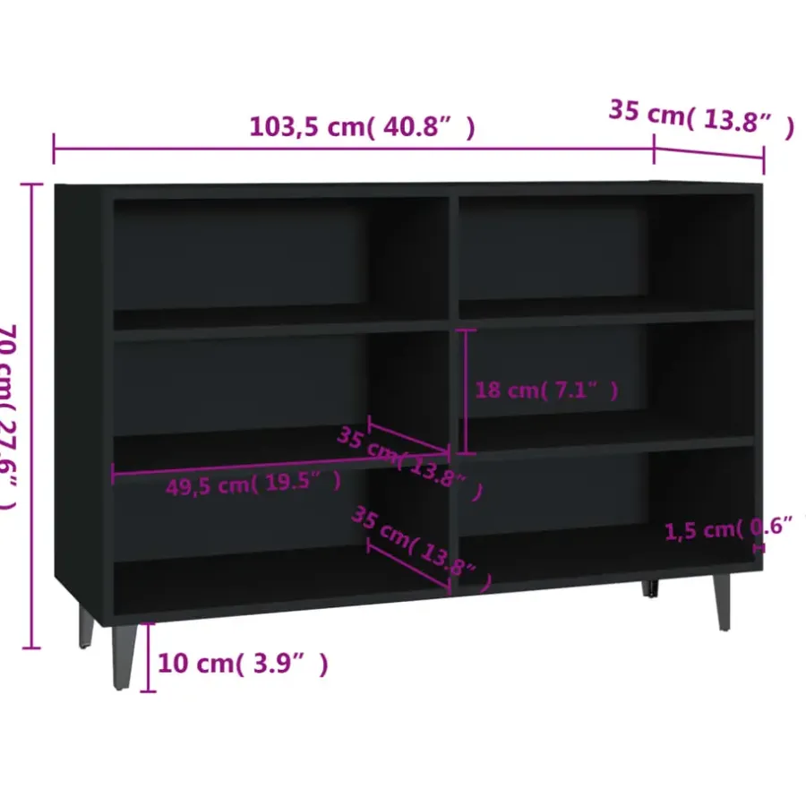 Dressoirs-vidaXL - Dressoir - Zwart - Bewerkt hout