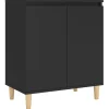 vidaXL - Dressoir - Zwart - Bewerkt hout