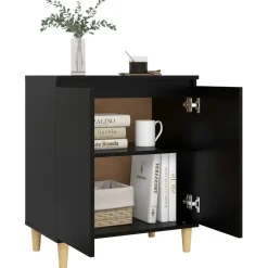 vidaXL - Dressoir - Zwart - Bewerkt hout