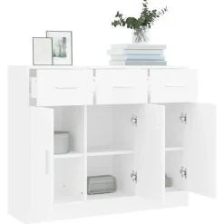 vidaXL - Dressoir met 3 deuren 3 lades - Wit - Bewerkt hout - 91x28x75 cm