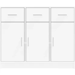 vidaXL - Dressoir met 3 deuren 3 lades - Wit - Bewerkt hout - 91x28x75 cm