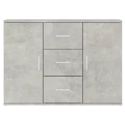 Dressoirs-vidaXL - Dressoir met 2 deuren 3 lades - Betongrijs - Hout -91x29.5x65 cm