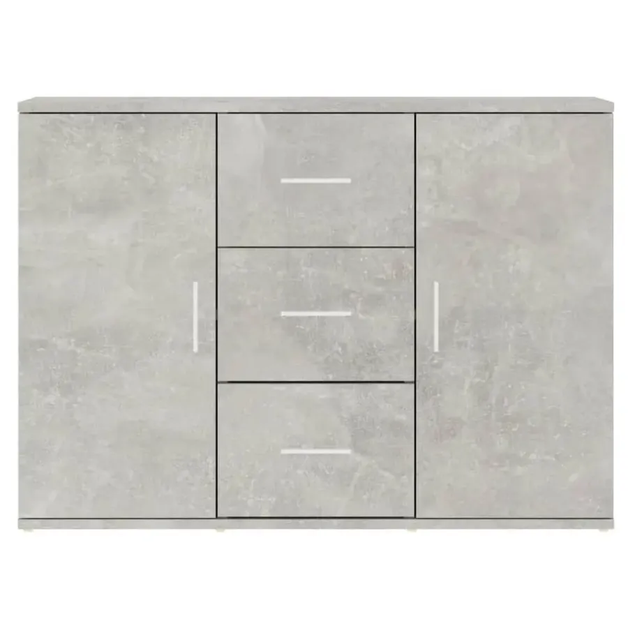 Dressoirs-vidaXL - Dressoir met 2 deuren 3 lades - Betongrijs - Hout -91x29.5x65 cm