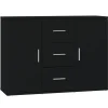 Dressoirs-vidaXL - Dressoir met 2 deuren 3 lades - Zwart - Bewerkt hout -91x29.5x65 cm