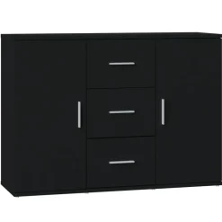 Dressoirs-vidaXL - Dressoir met 2 deuren 3 lades - Zwart - Bewerkt hout -91x29.5x65 cm