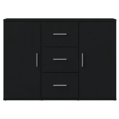 Dressoirs-vidaXL - Dressoir met 2 deuren 3 lades - Zwart - Bewerkt hout -91x29.5x65 cm