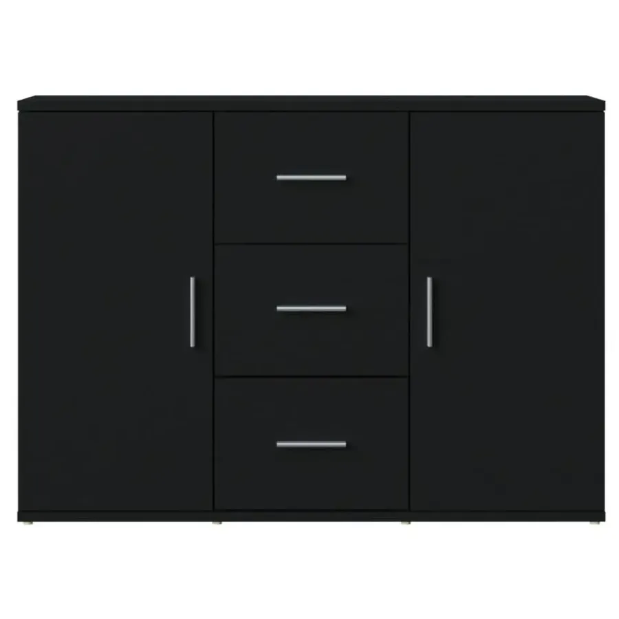 Dressoirs-vidaXL - Dressoir met 2 deuren 3 lades - Zwart - Bewerkt hout -91x29.5x65 cm