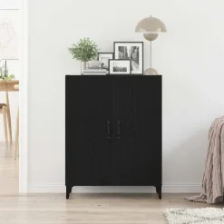 Dressoirs-vidaXL - Dressoir met 2 deuren - Zwart eiken - Bewerkt hout - 69.5x34x90 cm