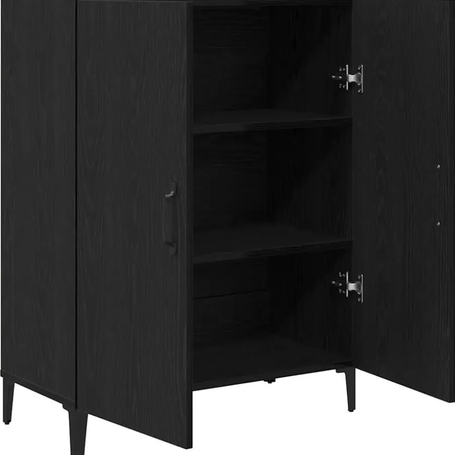 Dressoirs-vidaXL - Dressoir met 2 deuren - Zwart eiken - Bewerkt hout - 69.5x34x90 cm