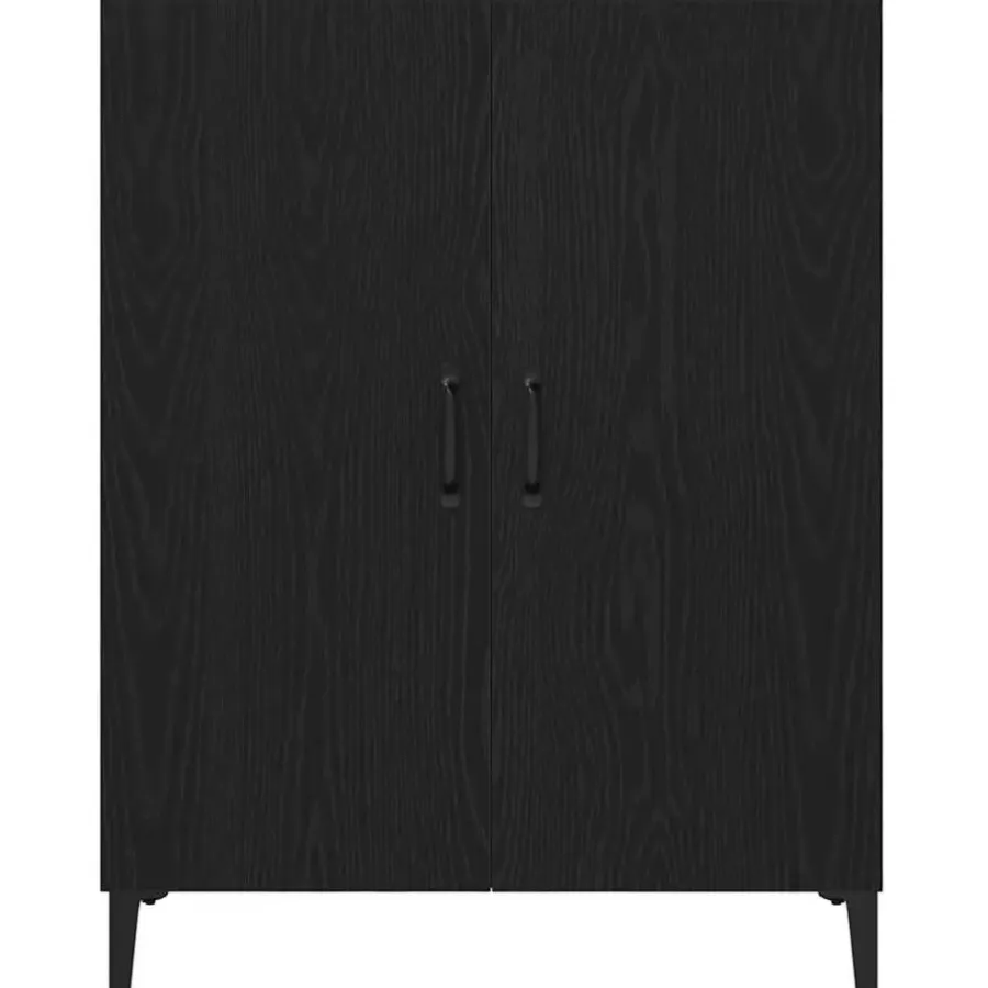 Dressoirs-vidaXL - Dressoir met 2 deuren - Zwart eiken - Bewerkt hout - 69.5x34x90 cm