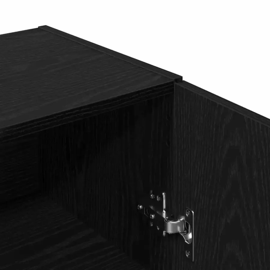 Dressoirs-vidaXL - Dressoir met 2 deuren - Zwart eiken - Bewerkt hout - 69.5x34x90 cm