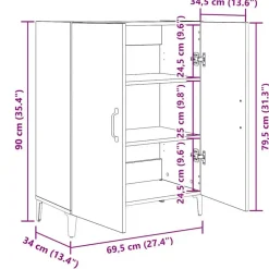 Dressoirs-vidaXL - Dressoir met 2 deuren - Zwart eiken - Bewerkt hout - 69.5x34x90 cm
