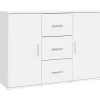 vidaXL - Dressoir met 2 deuren 3 lades - Wit - Bewerkt hout -91x29.5x65 cm