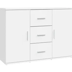 vidaXL - Dressoir met 2 deuren 3 lades - Wit - Bewerkt hout -91x29.5x65 cm