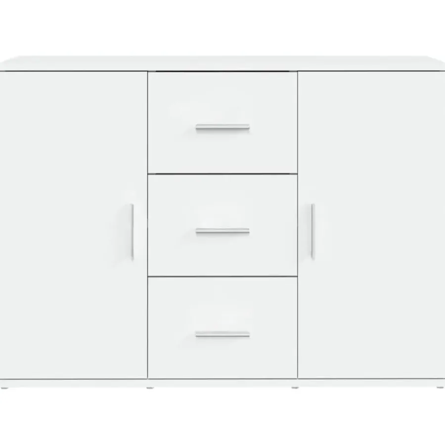 vidaXL - Dressoir met 2 deuren 3 lades - Wit - Bewerkt hout -91x29.5x65 cm