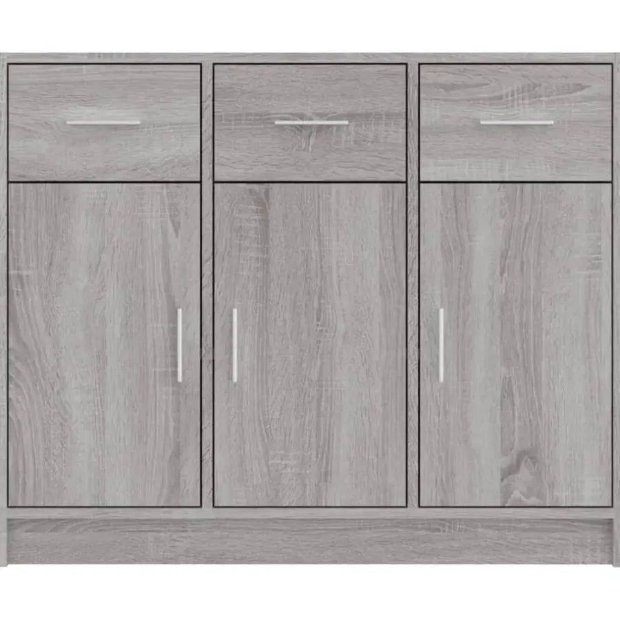 Dressoirs-vidaXL - Dressoir met 3 deuren 3 lades - Grijs sonoma eiken - Hout - 91x28x75 cm