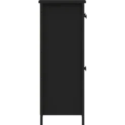 Dressoirs-vidaXL - Dressoir met 2 deuren 2 lades - Zwart - Hout en staal -70x30x80 cm