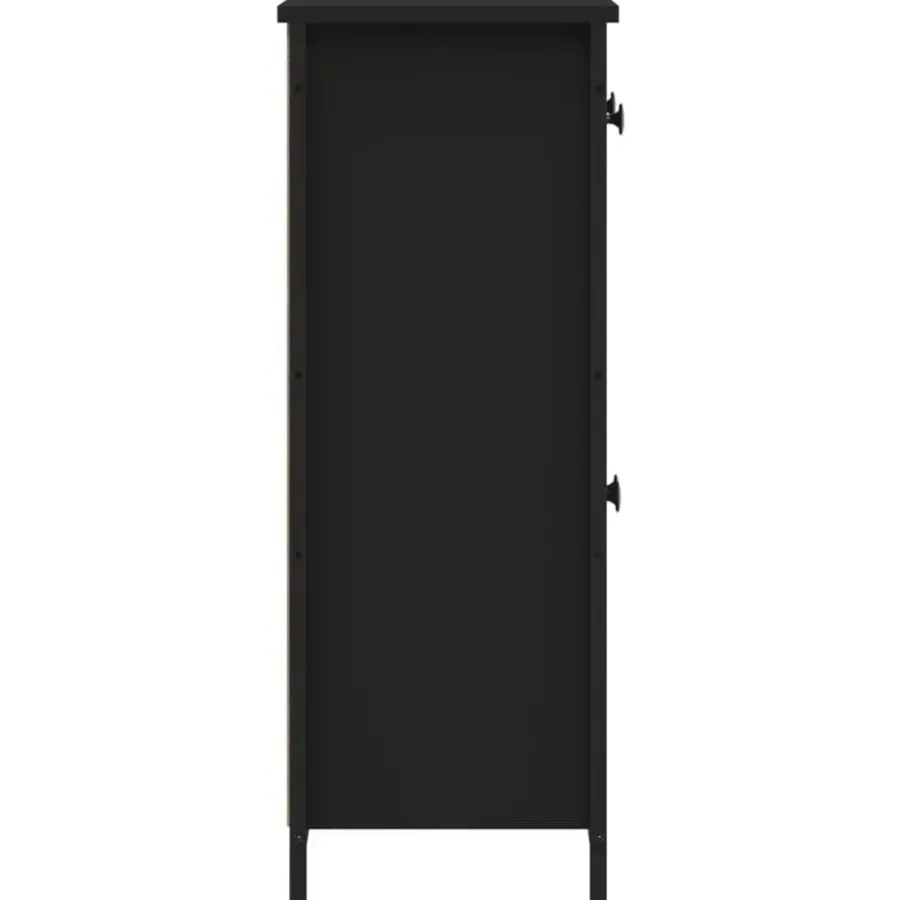 Dressoirs-vidaXL - Dressoir met 2 deuren 2 lades - Zwart - Hout en staal -70x30x80 cm