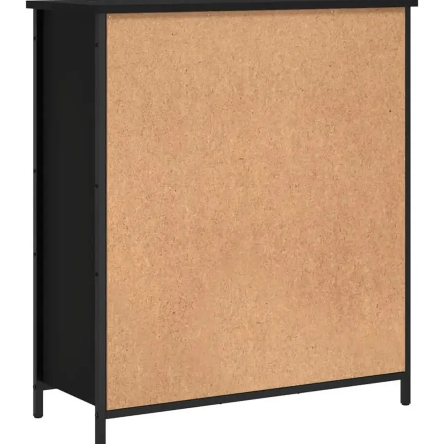 Dressoirs-vidaXL - Dressoir met 2 deuren 2 lades - Zwart - Hout en staal -70x30x80 cm
