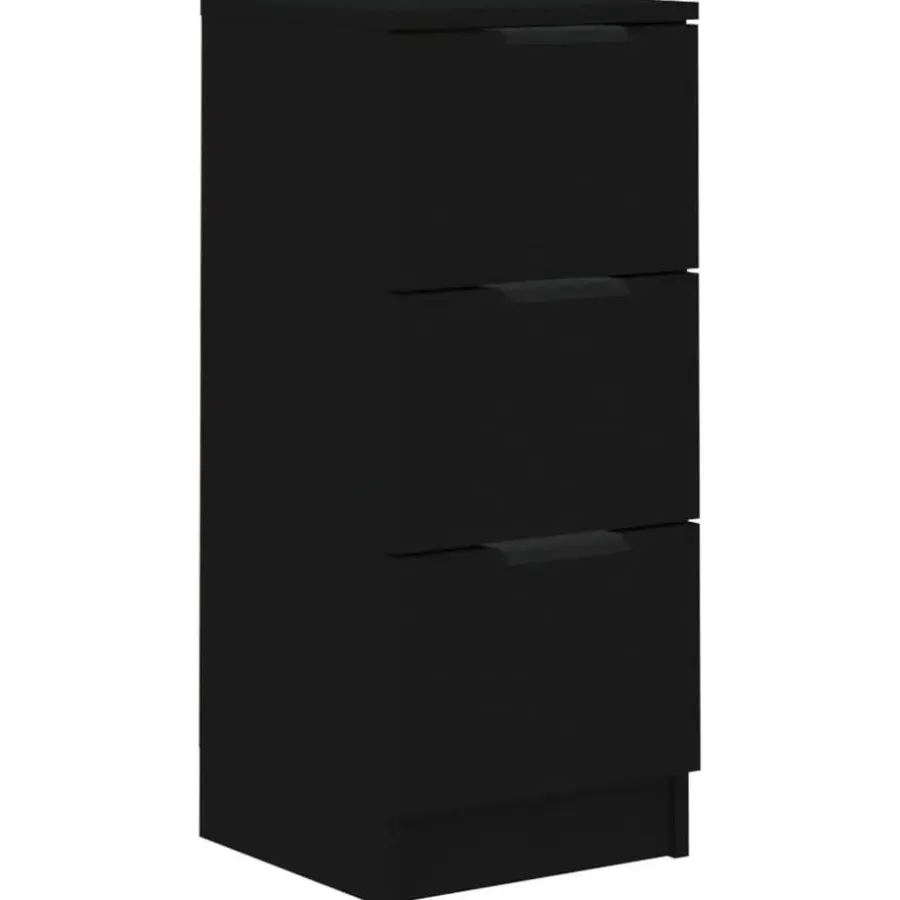 Dressoirs-vidaXL - Dressoir met 3 lades - Zwart - Bewerkt hout - 30x30x70 cm