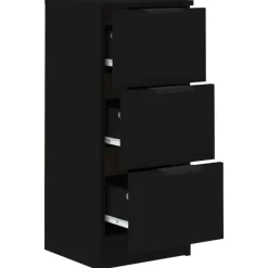 Dressoirs-vidaXL - Dressoir met 3 lades - Zwart - Bewerkt hout - 30x30x70 cm