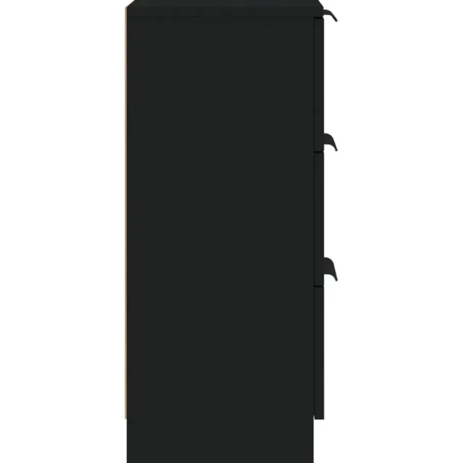 Dressoirs-vidaXL - Dressoir met 3 lades - Zwart - Bewerkt hout - 30x30x70 cm