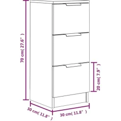 Dressoirs-vidaXL - Dressoir met 3 lades - Zwart - Bewerkt hout - 30x30x70 cm