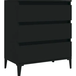 Ladekasten|Ladekasten-vidaXL - Dressoir met 3 lades - Zwart - Bewerkt hout en metaal- 91x28x75 cm