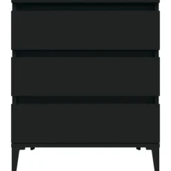 Ladekasten|Ladekasten-vidaXL - Dressoir met 3 lades - Zwart - Bewerkt hout en metaal- 91x28x75 cm