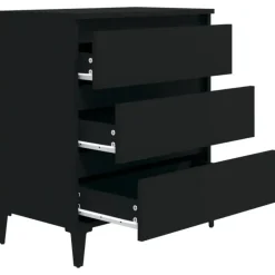 Ladekasten|Ladekasten-vidaXL - Dressoir met 3 lades - Zwart - Bewerkt hout en metaal- 91x28x75 cm